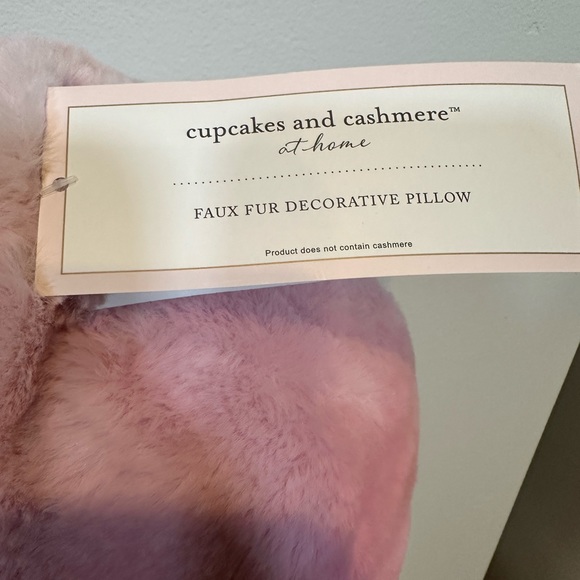 Cupcakes and Cashmere Pink Ombre Faux Fur Decorative Heart Throw Pillow - Picture 3 of 4